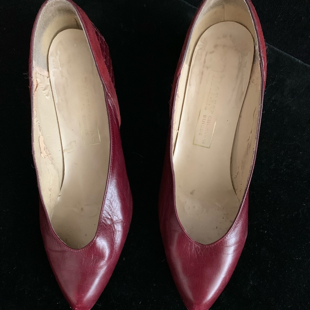 Vintage Bally Red Leather Shoes with skin trim